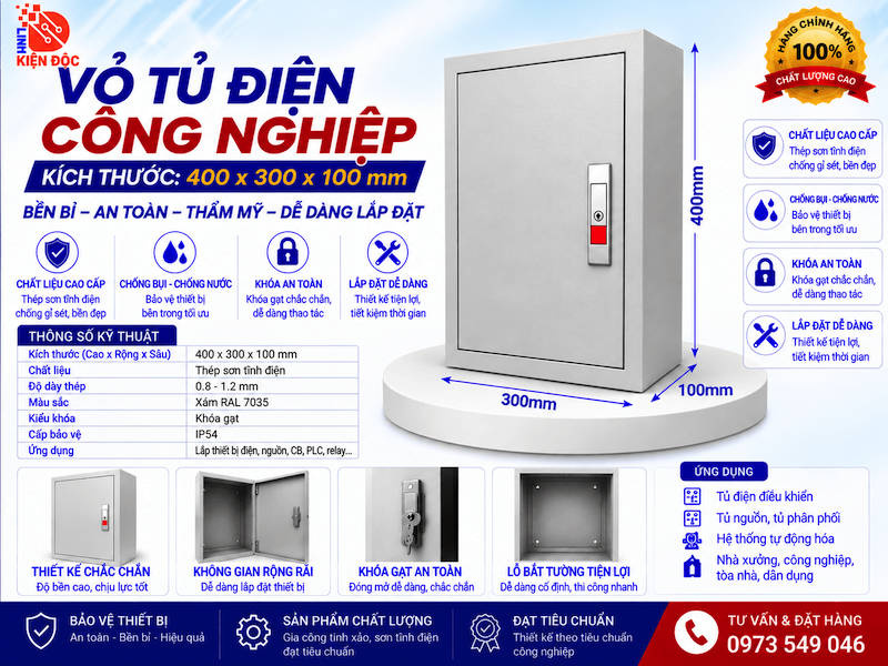 Vỏ Tủ Điện Công Nghiệp 400x300x100mm