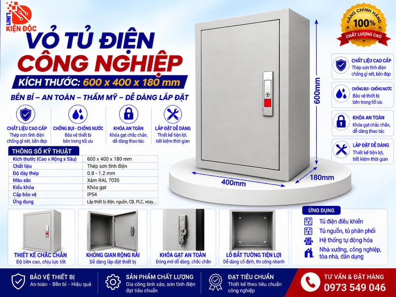 Vỏ Tủ Điện Công Nghiệp 600x400x180mm