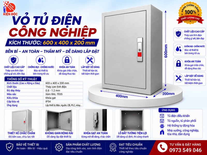 Vỏ Tủ Điện Công Nghiệp 600x400x200mm