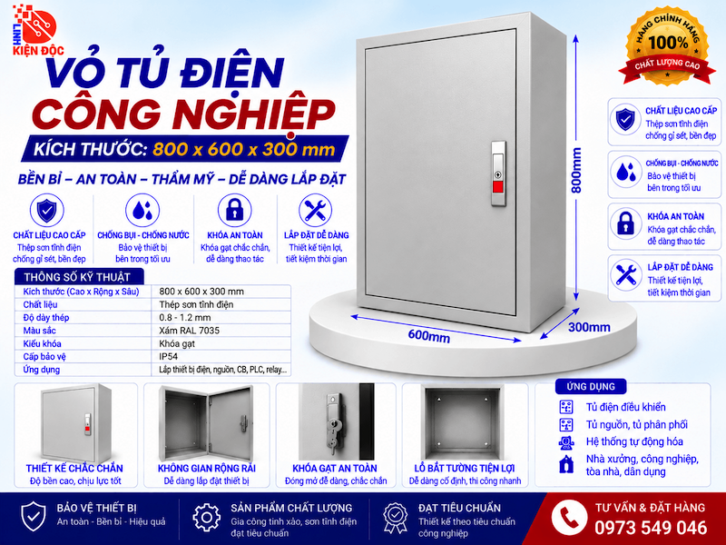 Vỏ tủ điện công nghiệp 800x600x300mm