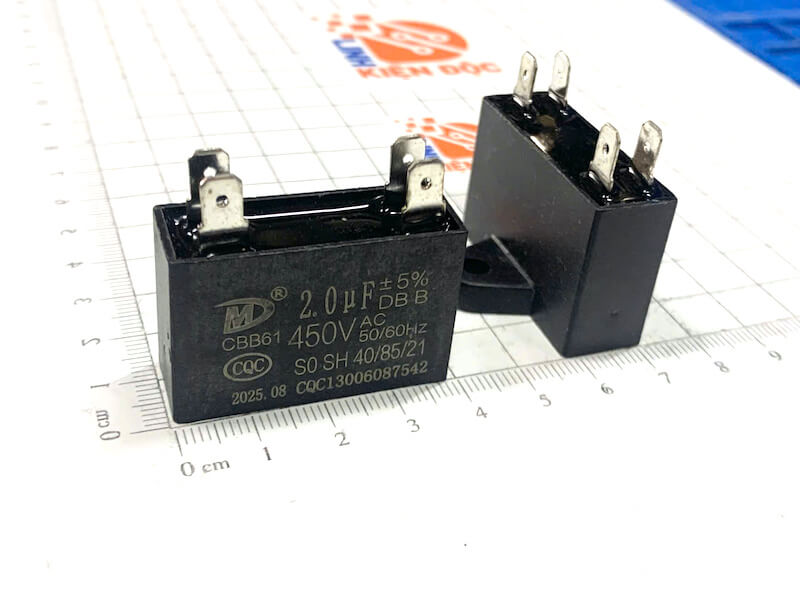 Tụ quạt CBB61 450V 2uF 4 chân Smiler