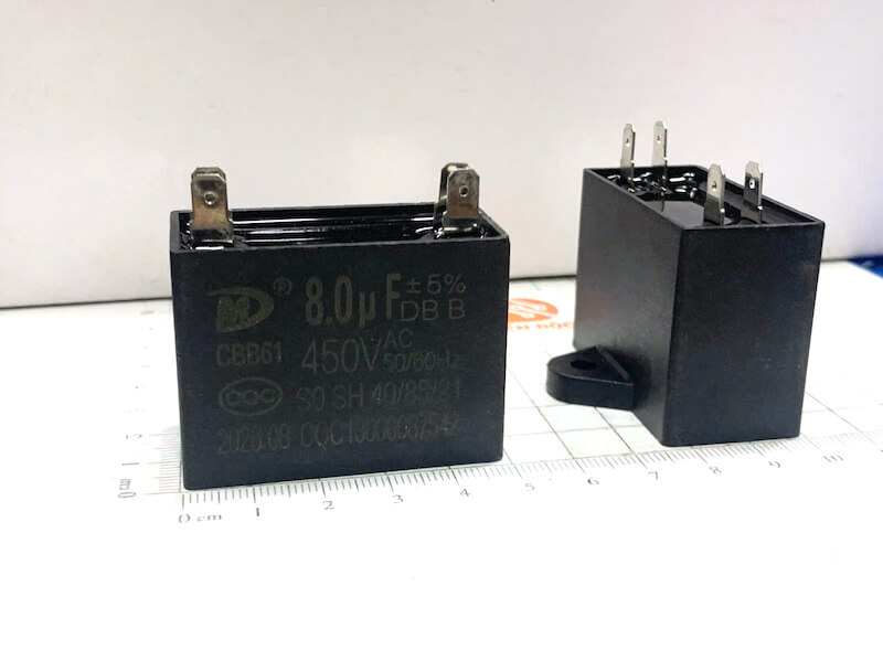 Tụ quạt CBB61 450V 8UF 4 chân nhập khẩu