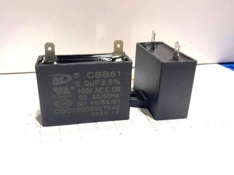 Tụ quạt CBB61 450V 5UF 2 chân nhập khẩu - Ảnh 2